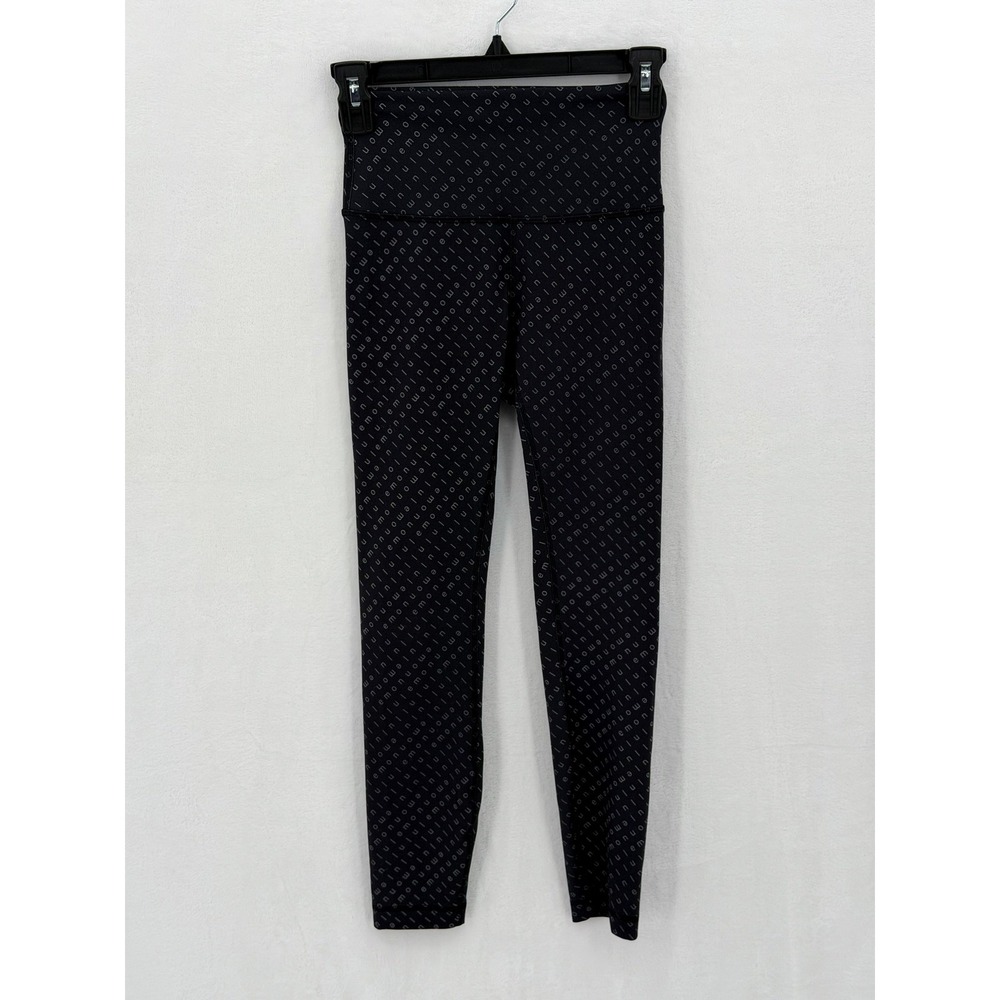 Lululemon Leggings Womens 4 Black Wunder High Rise Tight Mirrorify Logo Athletic